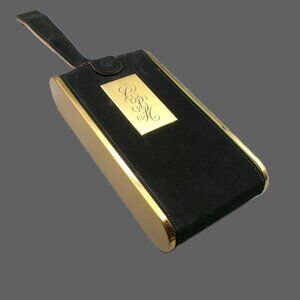 Wadsworth Black Suede Compact Wristlet Minaudiere Cigarette Holder, VTG Vanity